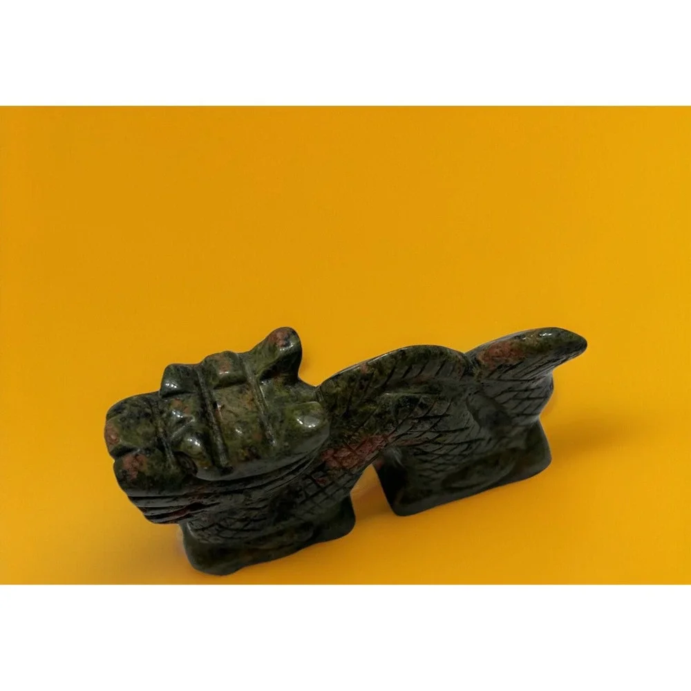 Unakite Feng Shui Stone Carved Animal Natural‎ Rock Mineral Carving Green Pink